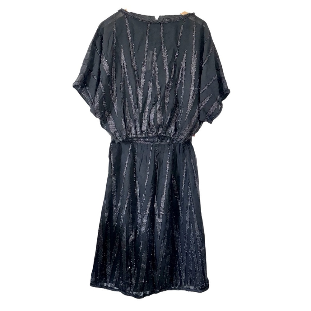 Victor Costa Metallic Top & Skirt Cocktail Dress Black 80s Vintage 12 Medium